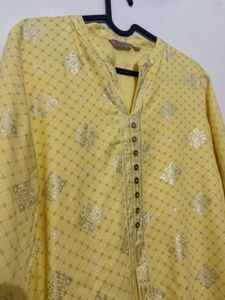 Yellow Printed Kurti