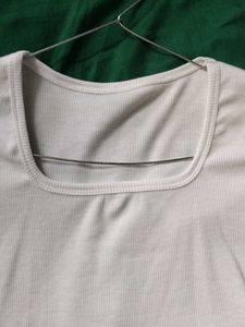 White Square Neck Tank Top