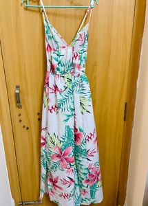 Urbanic White Floral Adjustable Strap Maxi Dress
