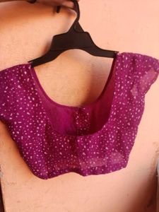 Net Wine Saree With Blouse