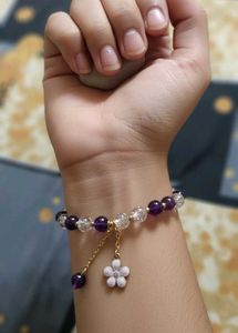"Amethyst purple ✨and Glass Pink Beaded Bracelet w