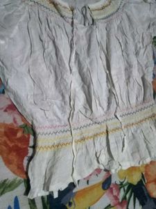 White Embroidered Crop Top