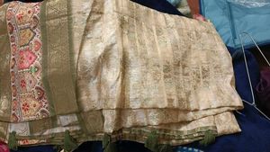 Designer Light Green and Cream Silk Saree