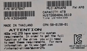 💽 HGST Deskstar 7K4000 | 4TB HDD | 7200RPM |