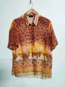 Light Brown Printed Shirt Size-44
