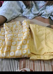 Yellow Printed Kurta Set