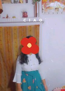 This Is A Flared Dress With Lily Print On It