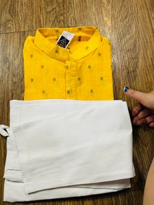 Haldi Yellow White Kurta Pajama
