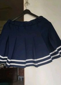 Pleated Navy Skirt With Under Shorts
