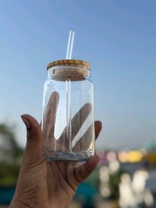 Eco-Friendly Glass Bottles with Straw Lid
