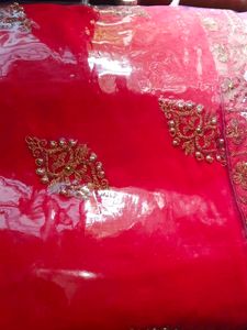 Red Embellished Saree