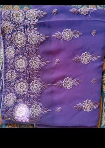 Embroidery Work Lavender Saree