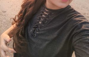 Gray Lace-Up T-Shirt