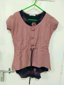 Black And Brown Colour Top With Two Layer Design
