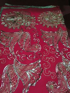 Red Embroidered Dress Material