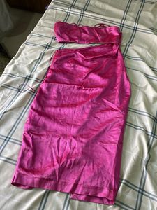 Combo Rose Pink Silk  Dress🩷 And Lepord Print
