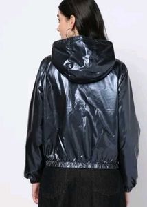 Metallic Bomber Hooded Jacket