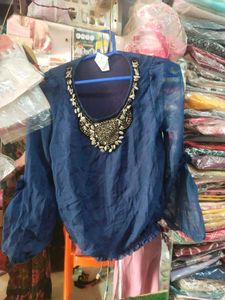 Embellished Blue Top