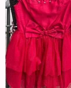 New Red Dress with Bow And Free Gift Hair Pin