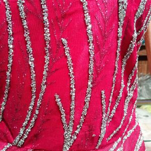 Fancy party Wear Gritter Work Rose Gown