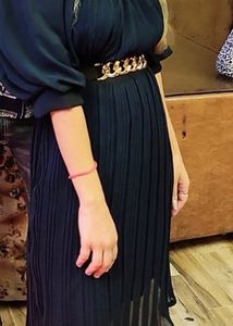 Teel Blue Puff Sleeves Dress💙with Belt