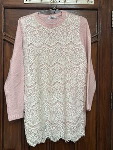 Pink Lace Sweater Top