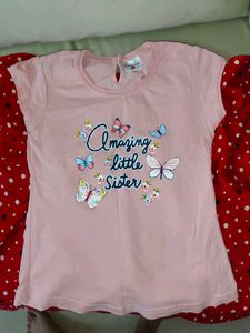 Girl's Pink 'Amazing Little Sister' T-Shirt