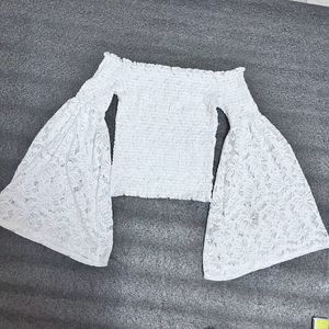 Stylish White Off shoulder  Net Top