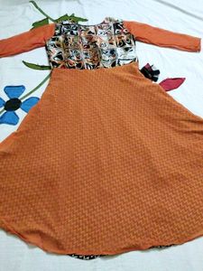Chic Orange &amp; Print Dress