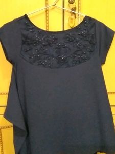 Beautiful Navy Blue Ponchu Style Top