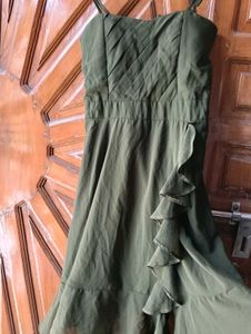 Olive Green Ruffle Dress Blue Bodycon