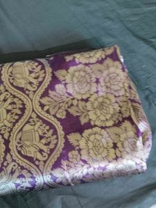 Purple &amp; Gold Brocade Fabric