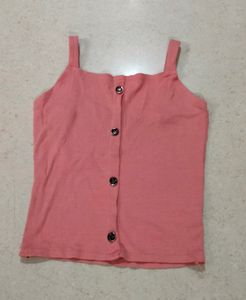 Stripped Material Crop Top In Baby Pink Color.