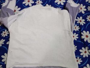 &#34;Lavender and White Printed Winter Sweater - Size