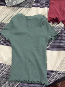 Cute Green Ribbed Tee - new