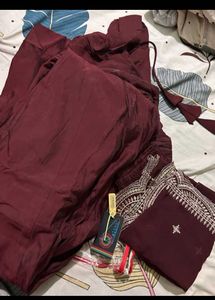 Burgundy Anarkali Suit with Dupatta