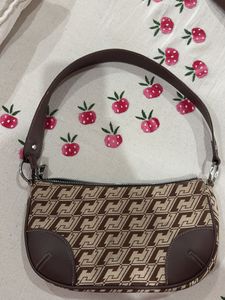 Brown Y2K baguette shoulder Bag