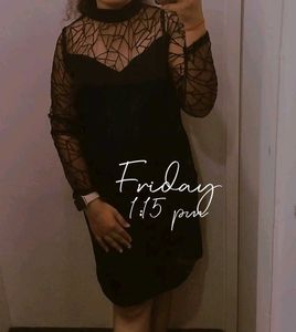 Black Lace Sleeve Bodycon Dress