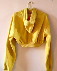 Bright Yellow Cropped Hoodie