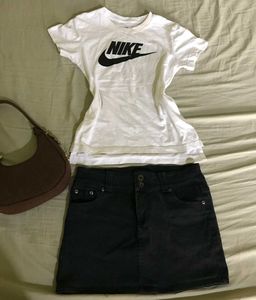 Combo Of Nike Tshirt N Denim Jean Skirt