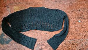 Black Crochet Knit shoulder top