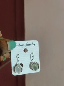 White Stoned Ring Earrings