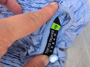 Light Blue Ruffle Smocked Top