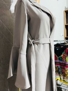 Elegant Grey Duster Coat | S
