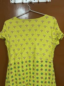 Lime Green Printed Dress