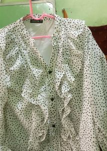 Polka Dot Ruffle Top
