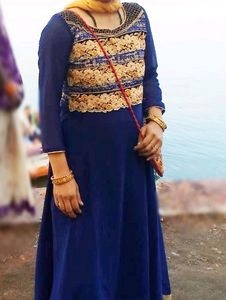 Gorgeous Blue Embroidered Anarkali Suit