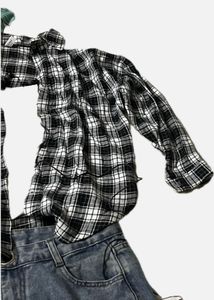 Vintage 90s Black And White Check Plaid Shirt