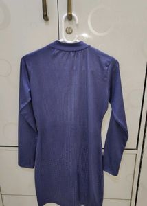 Blue Long Sleeve Mini Dress