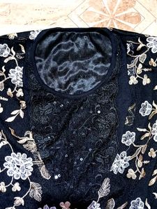 Elegant Black Floral Embroidered Top
